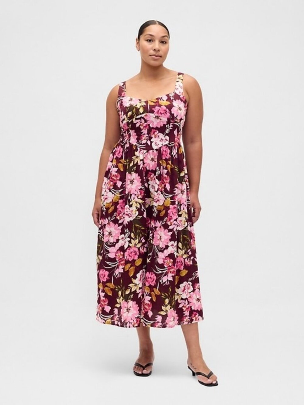 GAP NWT Seamed Drop-Waist Maxi Dress in Pink Multi Floral Cotton size XXL